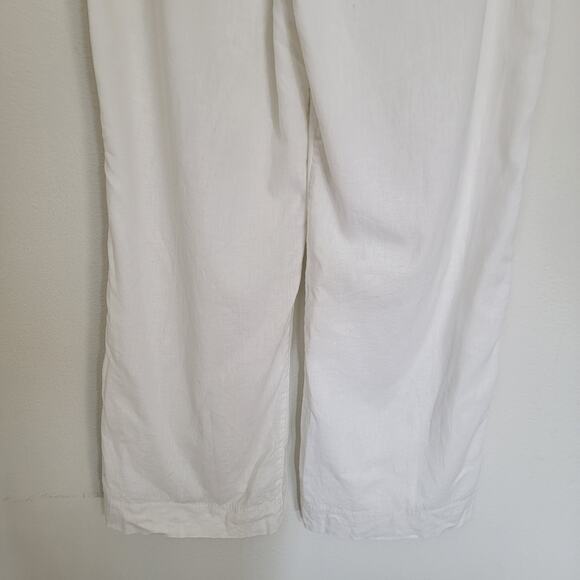 Abercrombie & Fitch White High Waist Wide Leg Linen Pants Sz XS Coastal Beachy - Picture 10 of 11